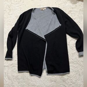 Lineamaglia Italy Women’s XL Wool Blend Open Front Cardigan Black Gray‎